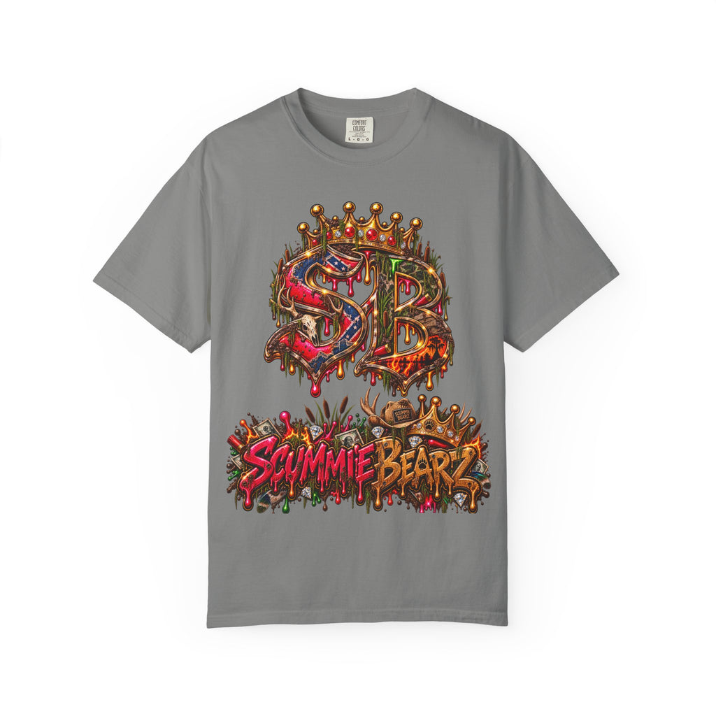 Unisex Garment-Dyed T-shirt-HILLYBILLY CROWN SB LOGO HILLBILLY -SCUMMIEBEARZ™