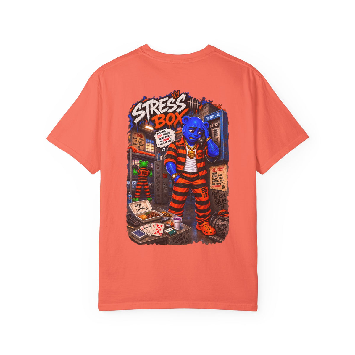 Unisex Garment-Dyed T-shirt-SB CROWN LOGO STRESS BOX LOCKED UP COLLECTION-SCUMMIEBEARZ™