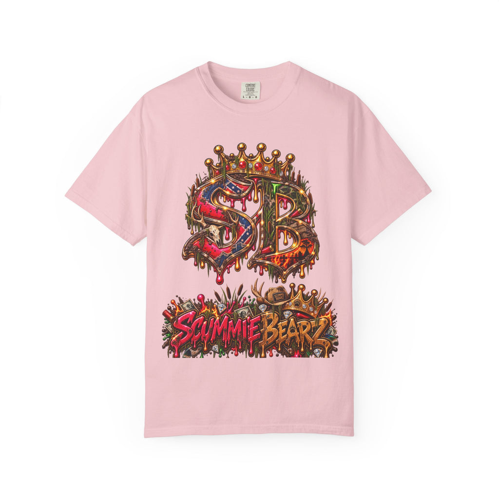 Unisex Garment-Dyed T-shirt--HILLBILLY DEAD OR RICH/SB CROWN LOGO-SCUMMIEBEARZ™️