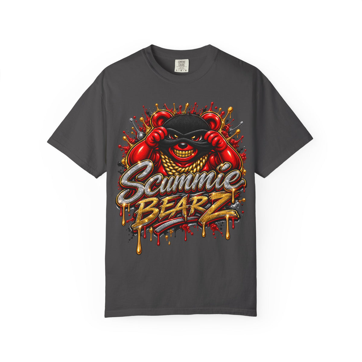 Unisex Garment-Dyed T-SHIRT- COVERED BY THE Blood/MASK LOGO-SCUMMIEBEARZ™