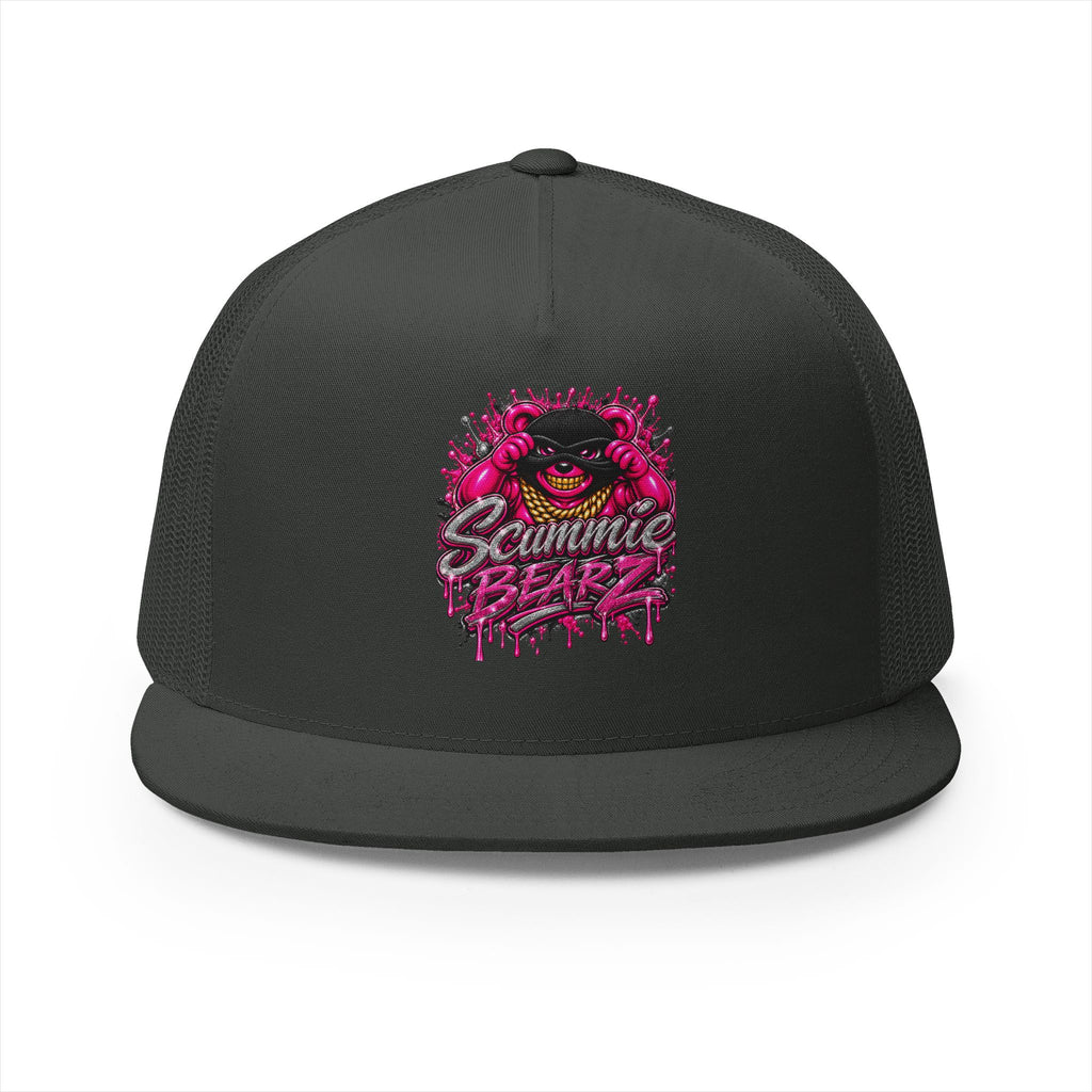 5 Panel Trucker Cap- PINK/SILVER MASK LOGO-SCUMMIEBEARZ™