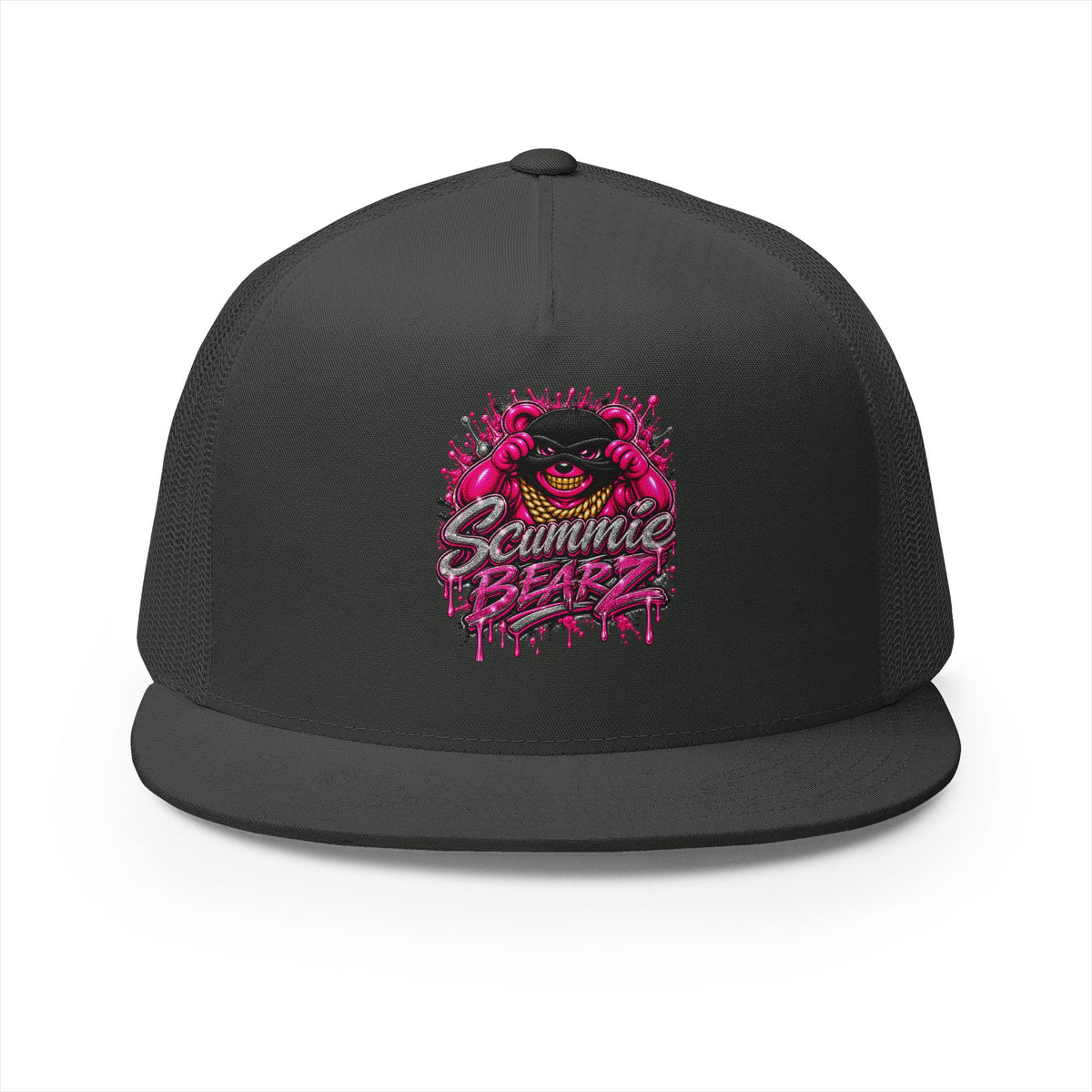 5 Panel Trucker Cap- PINK/SILVER MASK LOGO-SCUMMIEBEARZ™