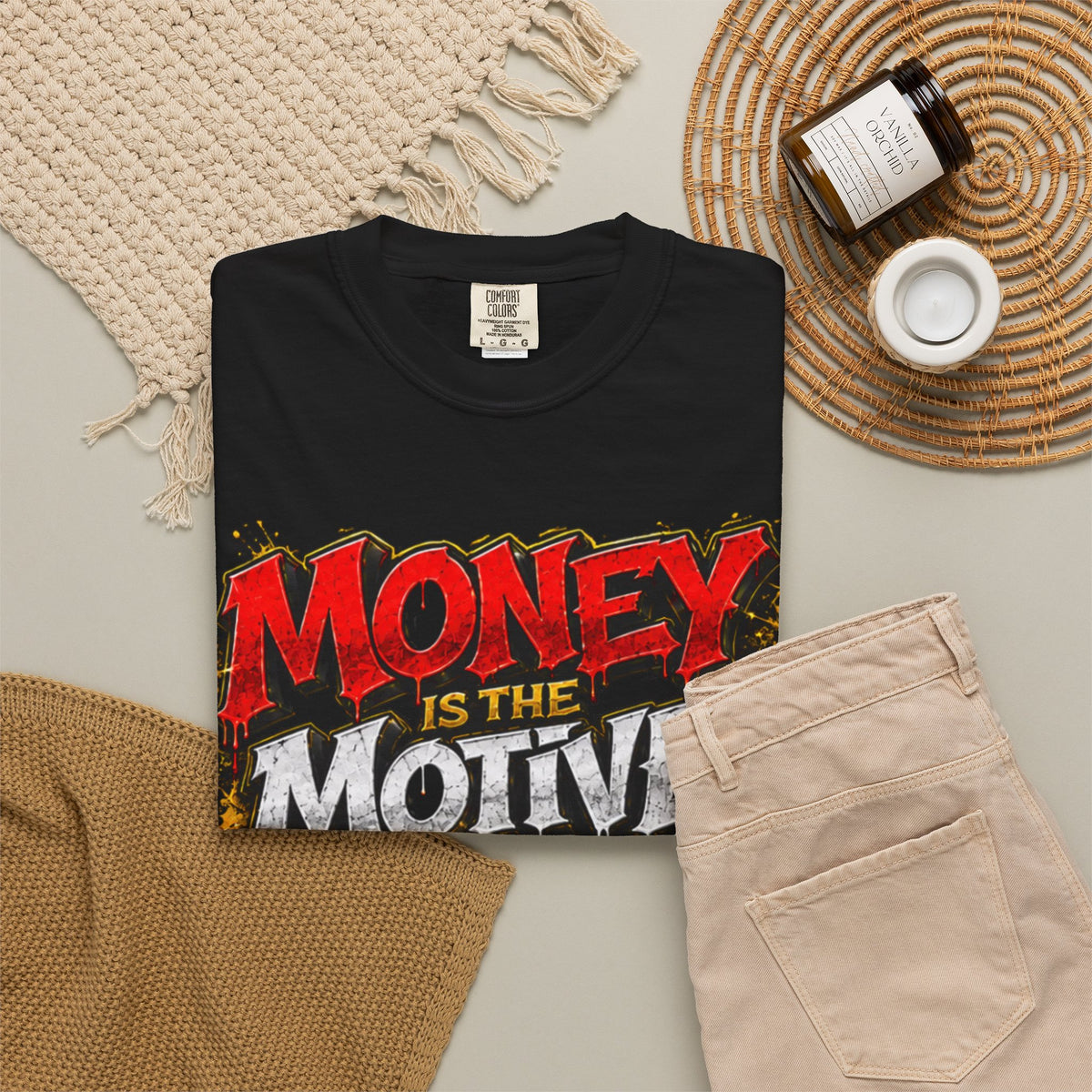 Unisex Garment-Dyed T-shirt-MONEY IS THE MOTIVE / IT'S A STICK UP-SCUMMIEBEARZ™
