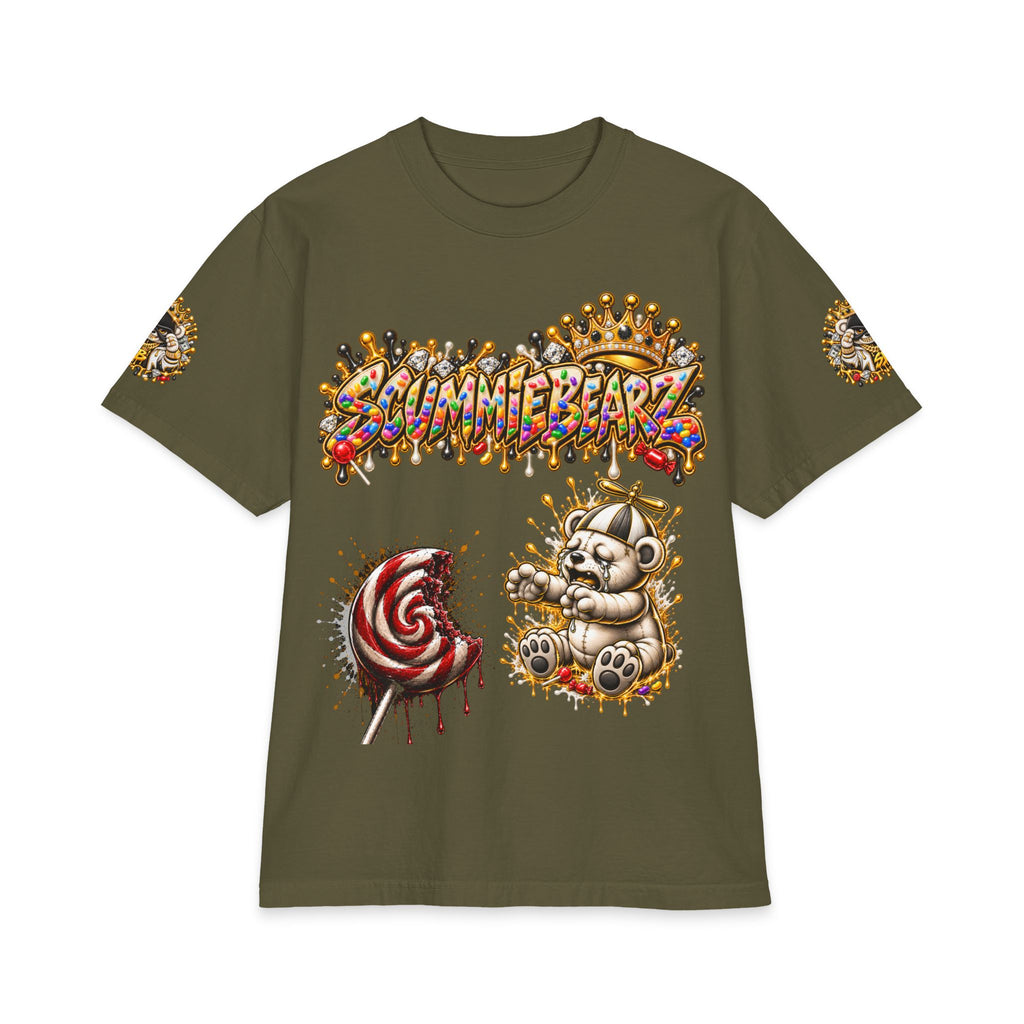 Like Stealing Candy from a Baby — White & Gold Edition | SCUMMIEBEARZ™ Shaka Wear Heavyweight Tee