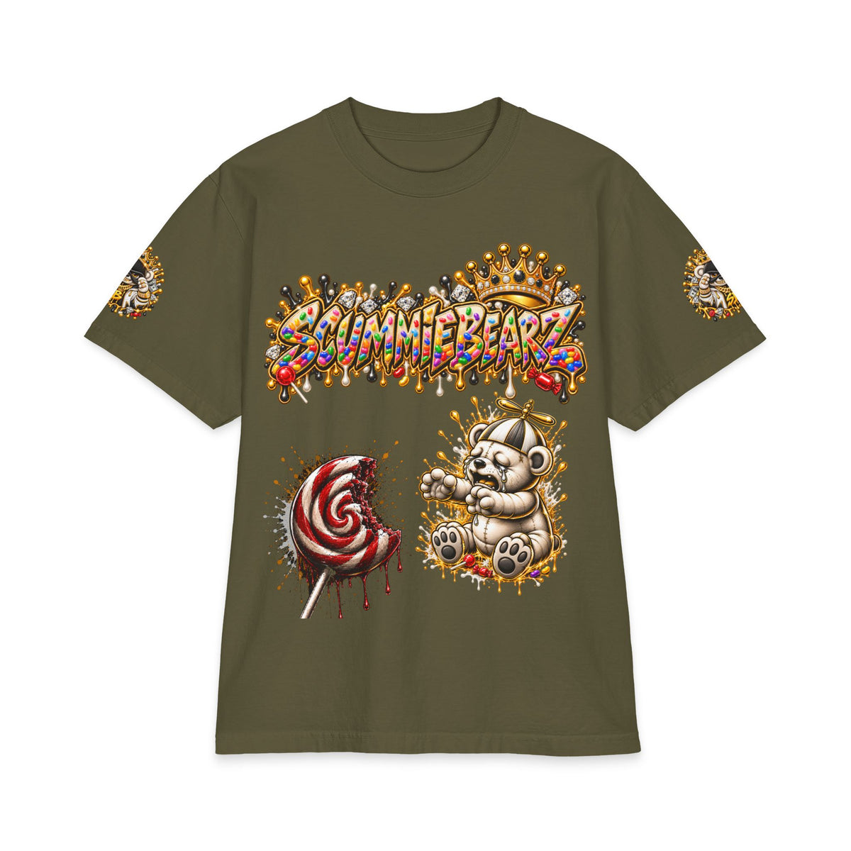Like Stealing Candy from a Baby — White & Gold Edition | SCUMMIEBEARZ™ Shaka Wear Heavyweight Tee