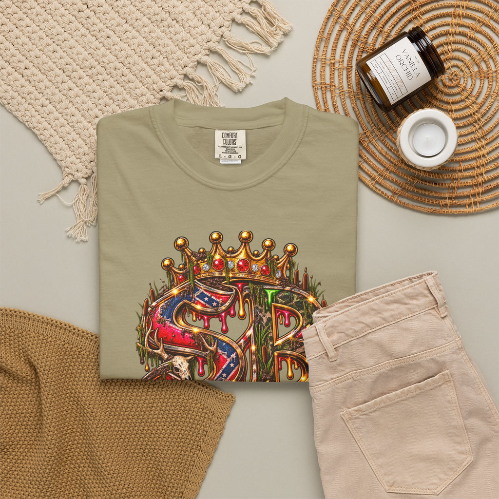 Unisex Garment-Dyed T-shirt-HILBILLYSCUMMIEBEARZ MOONSHINE/CROWN SB LOGO -SCUMMIEBEARZ™