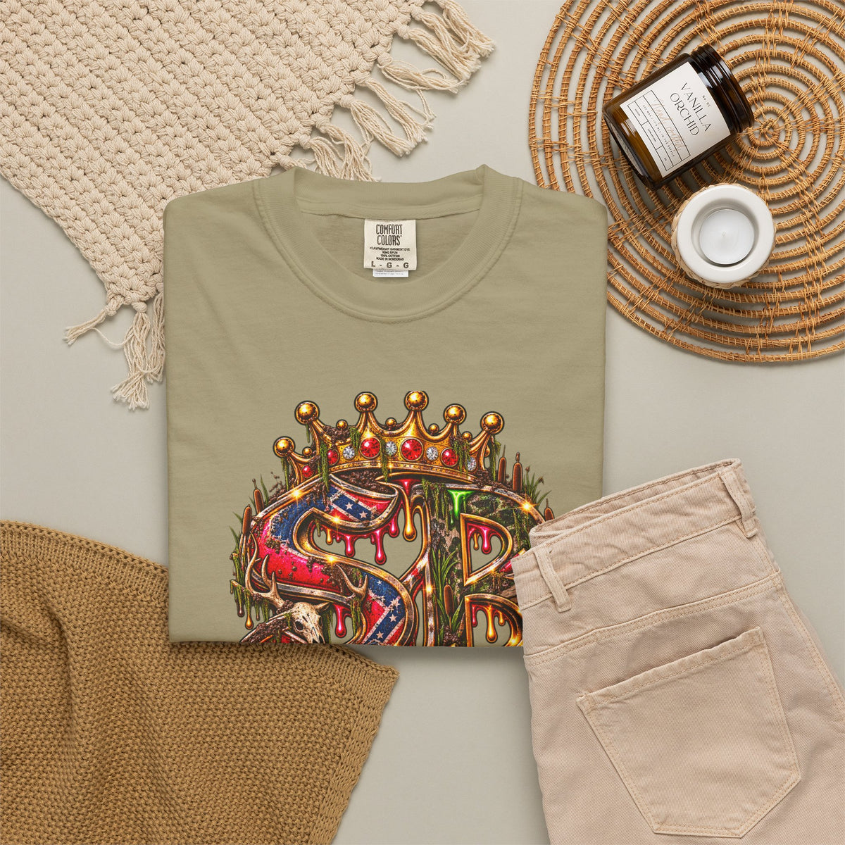 Unisex Garment-Dyed T-shirt-HILBILLYSCUMMIEBEARZ MOONSHINE/CROWN SB LOGO -SCUMMIEBEARZ™