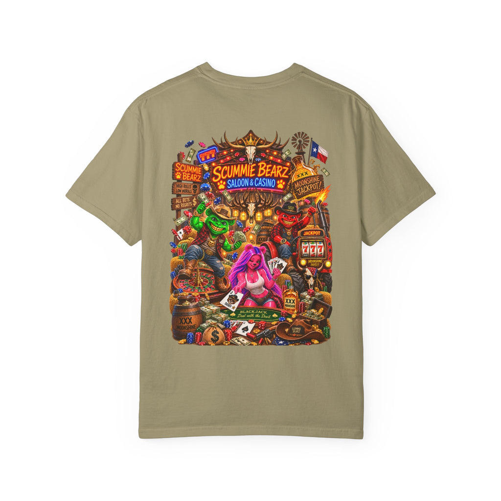 Unisex Garment-Dyed T-shirt-HILLBILLY CROWN SB LOGO HILLBILLY CASINO -SCUMMIEBEARZ™