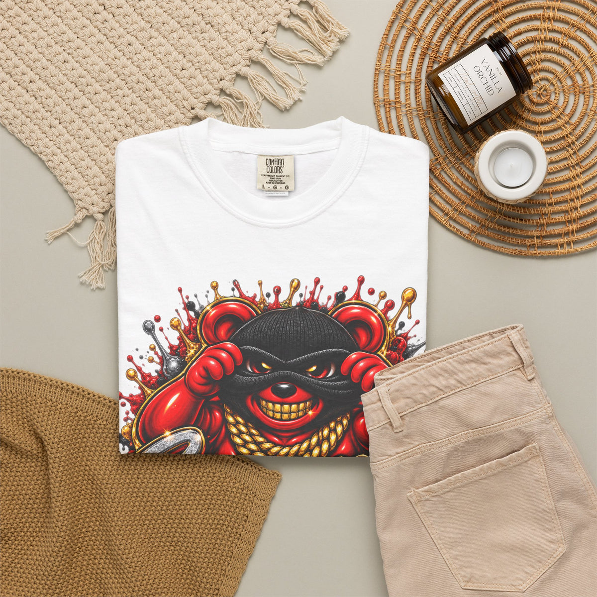 Unisex Garment-Dyed T-SHIRT- COVERED BY THE Blood/MASK LOGO-SCUMMIEBEARZ™