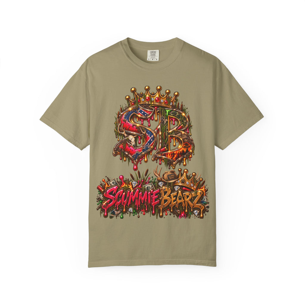 Unisex Garment-Dyed T-shirt-HILLBILLY CROWN SB LOGO HILLBILLY CASINO -SCUMMIEBEARZ™