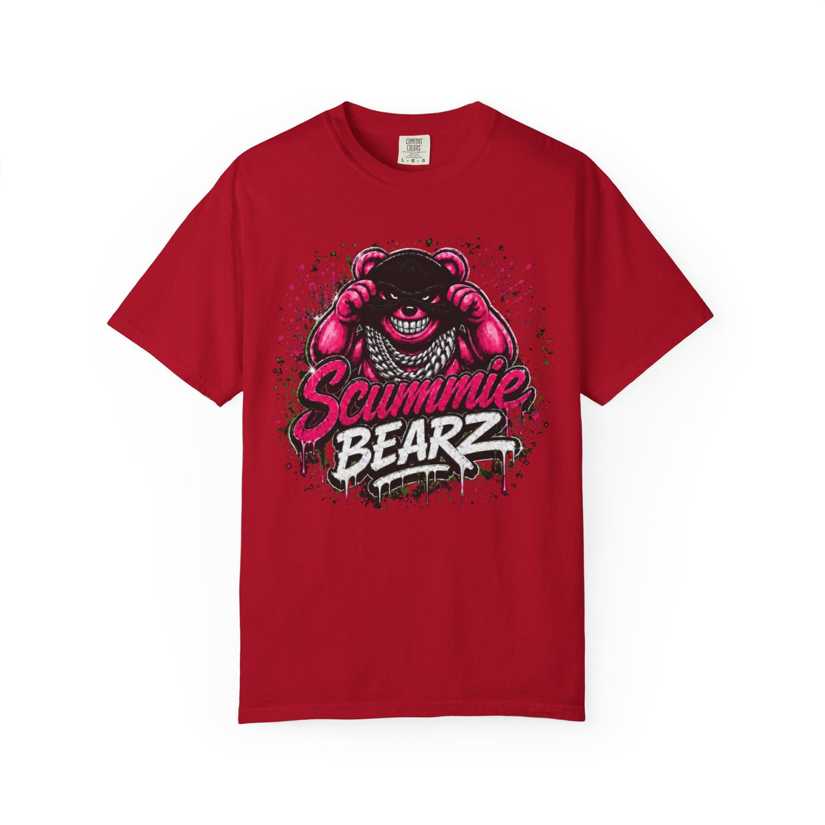 Unisex Garment-Dyed T-shirt-PINK MASK LOGO& IF YOU SLIP SHE WILL GRIP-SCUMMIEBEARZ™