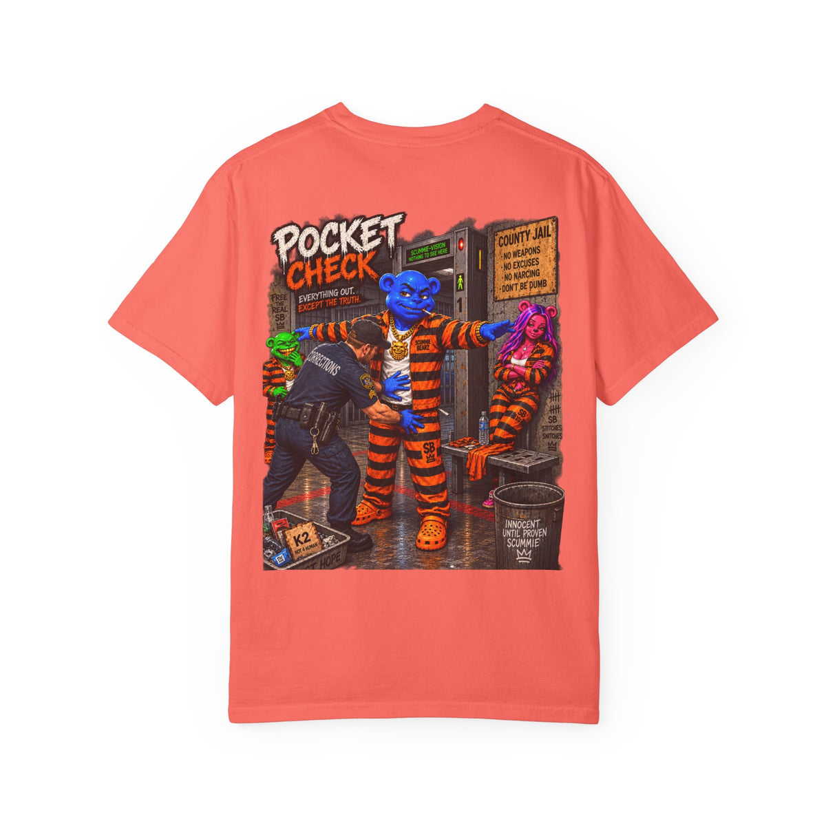 Unisex Garment-Dyed T-SHIRT- POCKET CHECK/SB LOGO-SCUMMIEBEARZ™