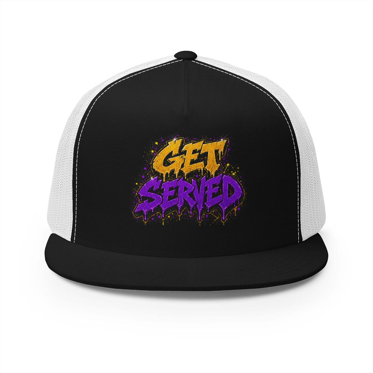 5 Panel Trucker Cap-GOLD/PURPLE GET SERVED-SCUMMIEBEARZ™