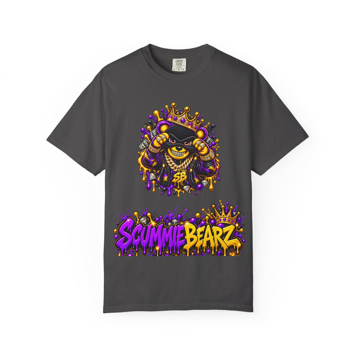 Unisex Garment-Dyed T-shirt-PURPLE&G9D CROWN MASK LOGO TRAP HOUSE MEET-SCUMMINGBEARZ™