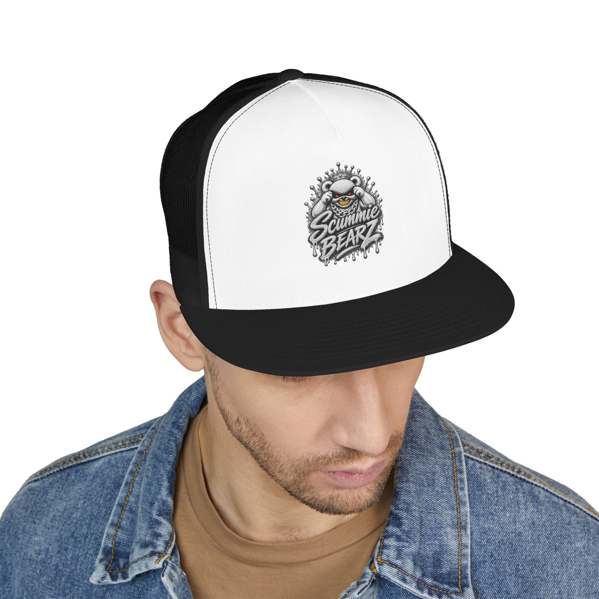 5 Panel Trucker Cap-SILVER MASK LOGO-SCUMMIEBEARZ™