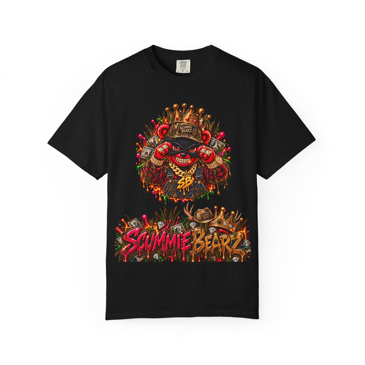 Unisex Garment-Dyed T-shirt-CROWN MASK LOGO HILLBILLY AIRBOAT -SCUMMIEBEARZ™