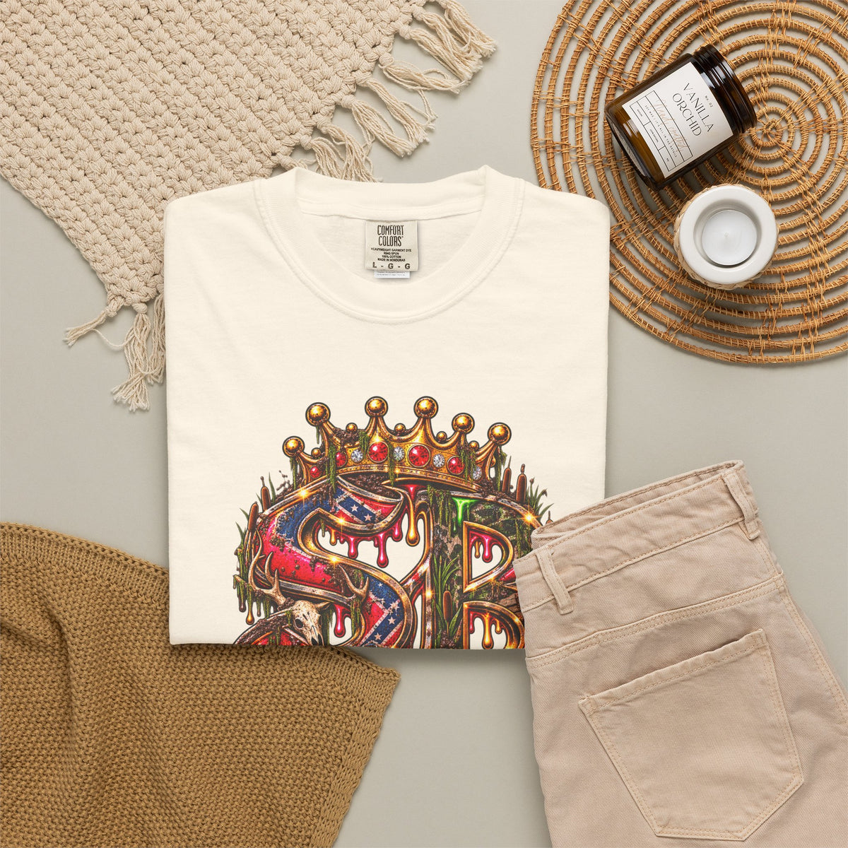 Unisex Garment-Dyed T-shirt-HILLBILLY CROWN SB LOGO HILLBILLY -SCUMMIEBEARZ™