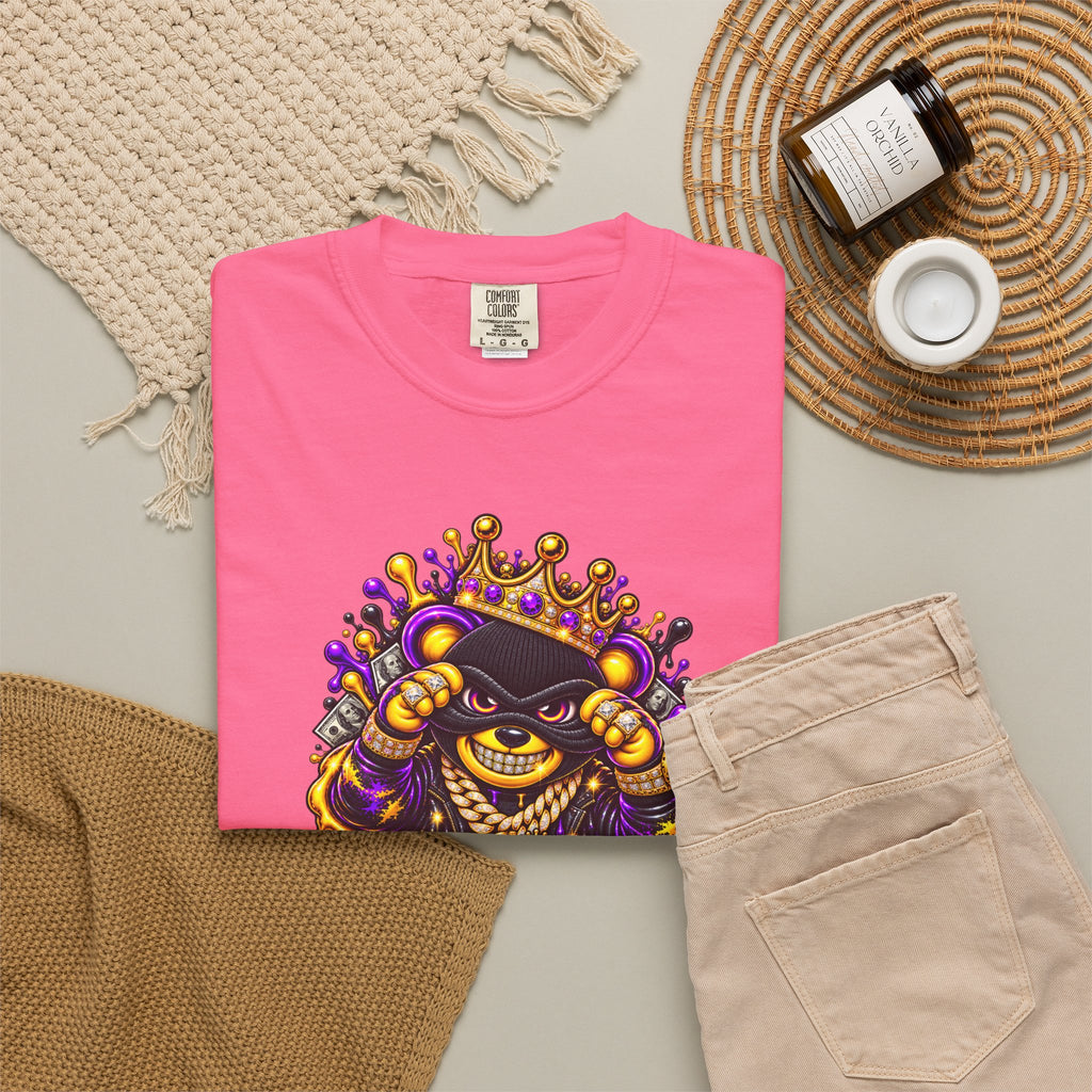 Unisex Garment-Dyed T-shirt-PURPLE&G9D CROWN MASK LOGO TRAP HOUSE MEET-SCUMMINGBEARZ™