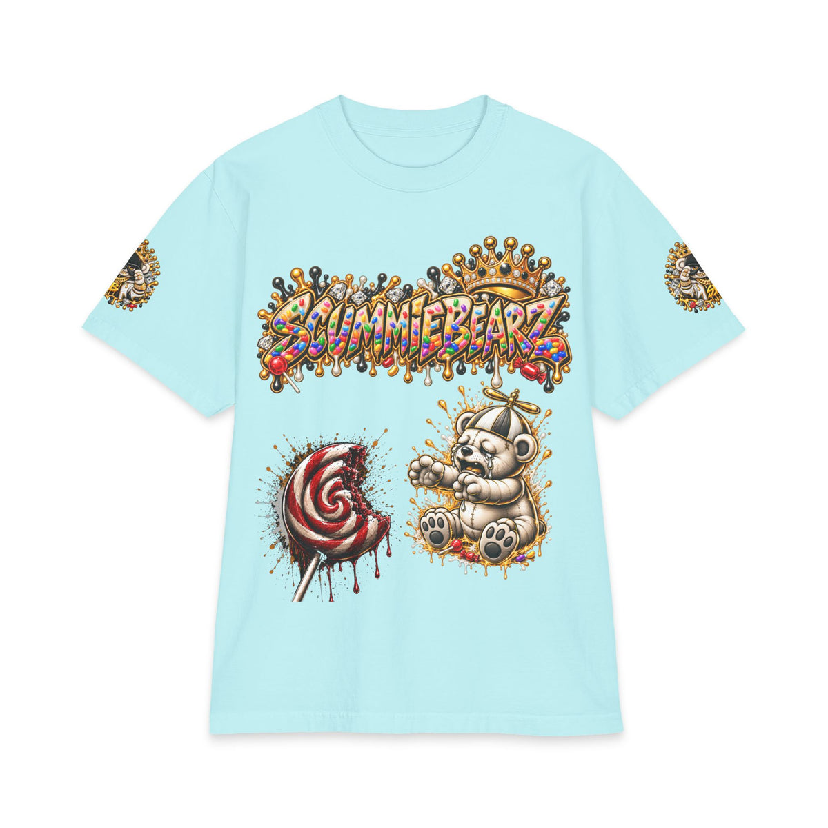 Like Stealing Candy from a Baby — White & Gold Edition | SCUMMIEBEARZ™ Shaka Wear Heavyweight Tee