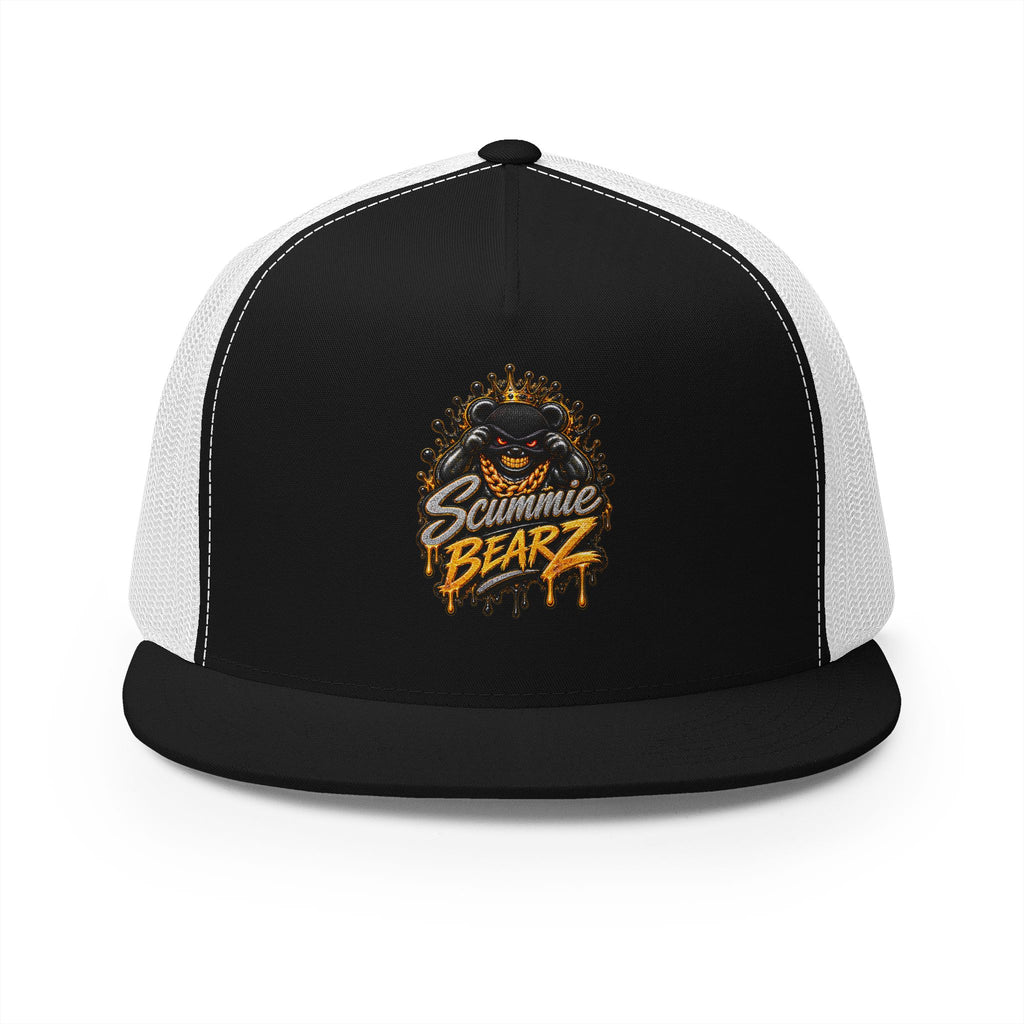 5 Panel Trucker Cap-SILVER/GOLD MASK LOGO-SCUMMIEBEARZ™