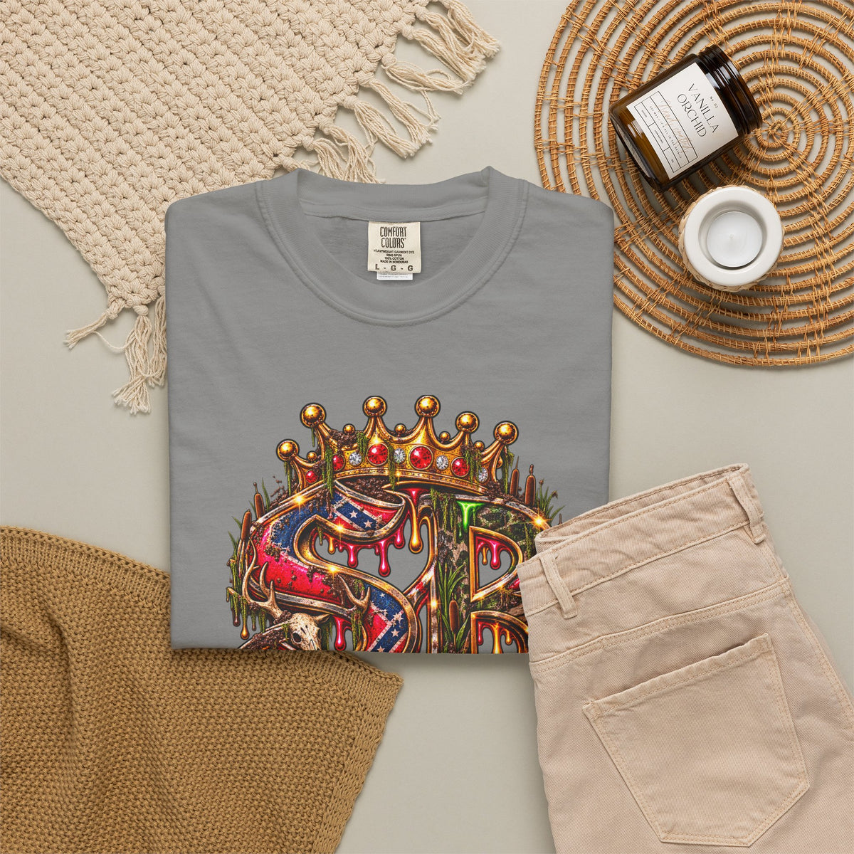Unisex Garment-Dyed T-shirt-HILLBILLY CROWN SB LOGO HILLBILLY CASINO -SCUMMIEBEARZ™