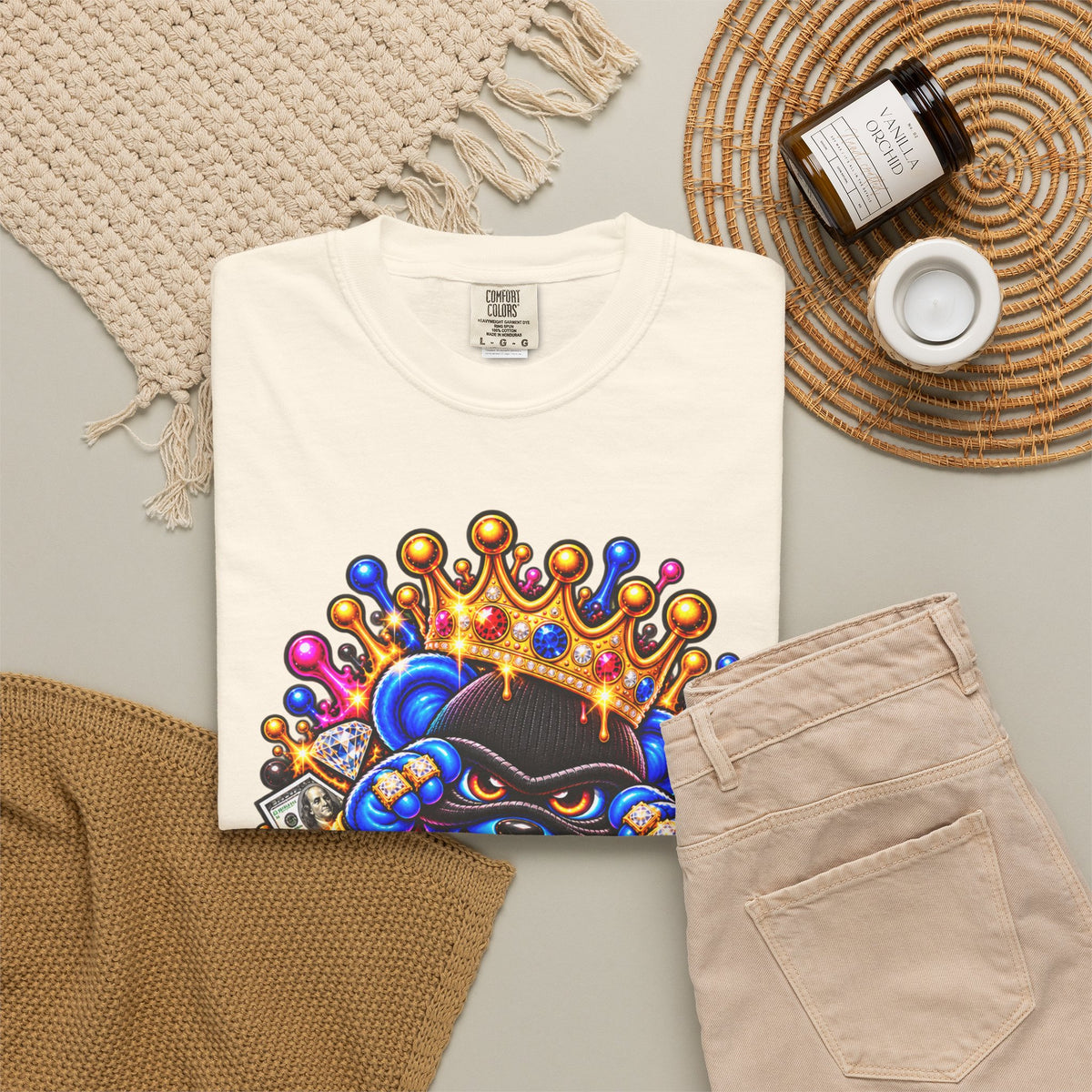Unisex Garment-Dyed T-shirt-MULTI COLOR CROWN MASK LOGO GLOCK -SCUMMIEBEARZ™