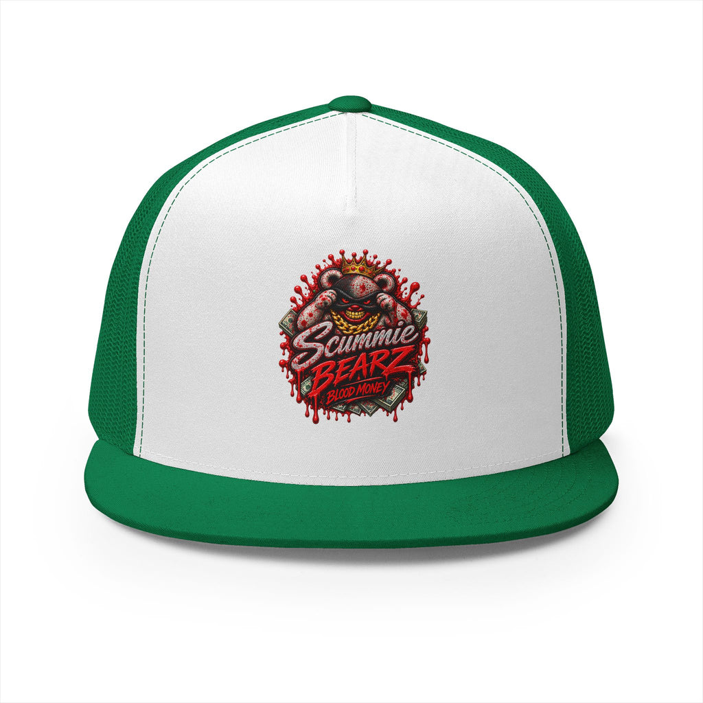 5 Panel Trucker Cap-	RED BLOOD MONEY MASK LOGO-SCUMMIEBEARZ™