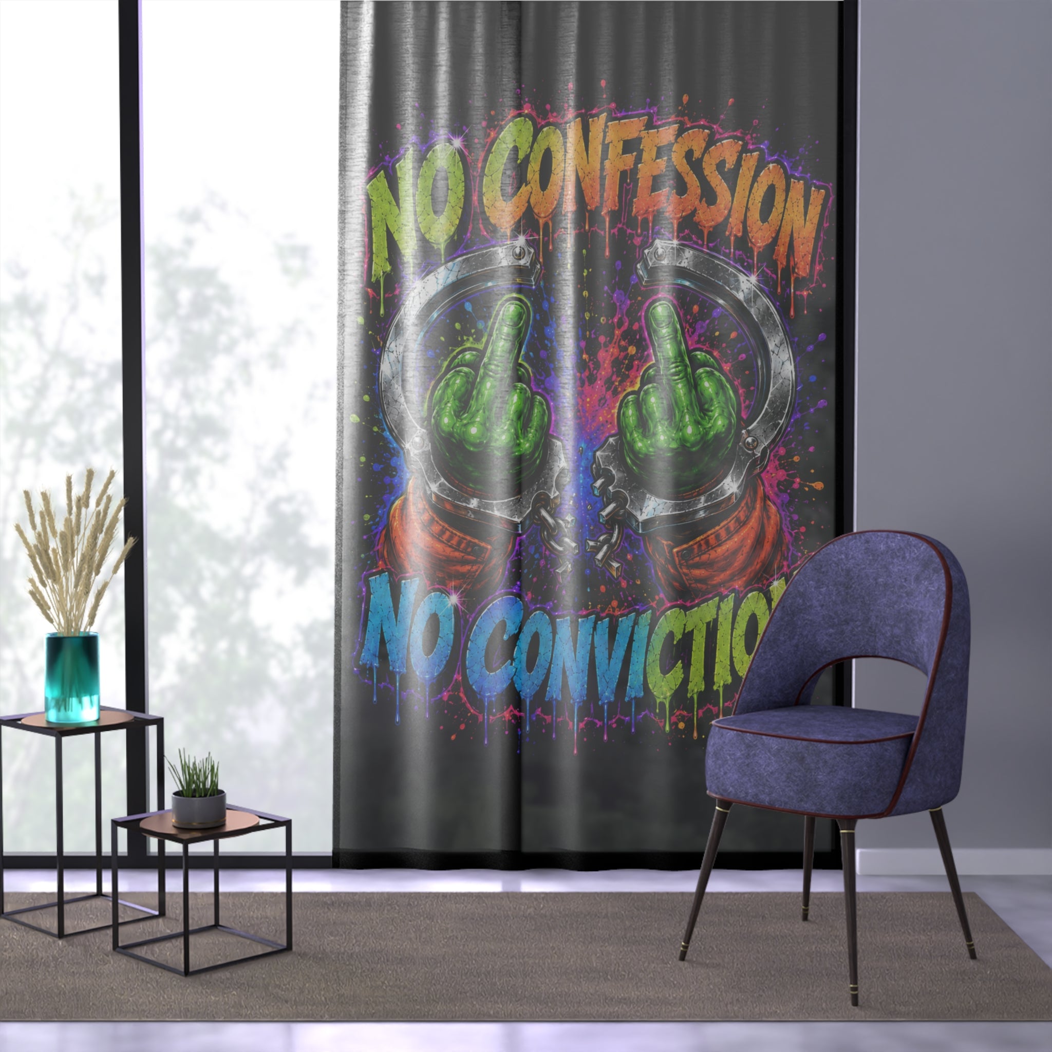 Window Curtain-No Confession No Conviction-SCUMMIEBEARZ™