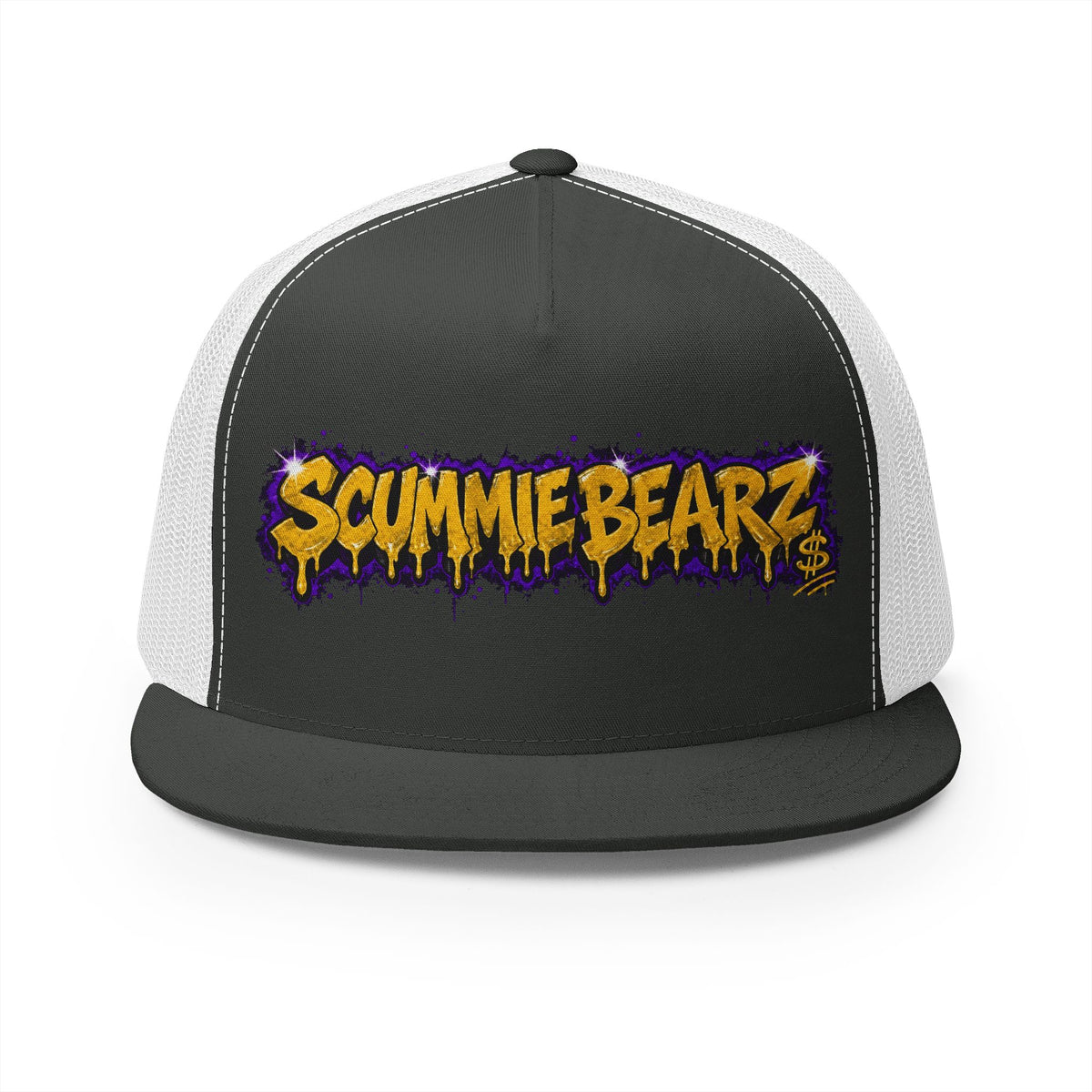 5 Panel Trucker Cap-GOLD/PURPLE SCUMMIEBEARZ LOGO-SCUMMIEBEARZ™