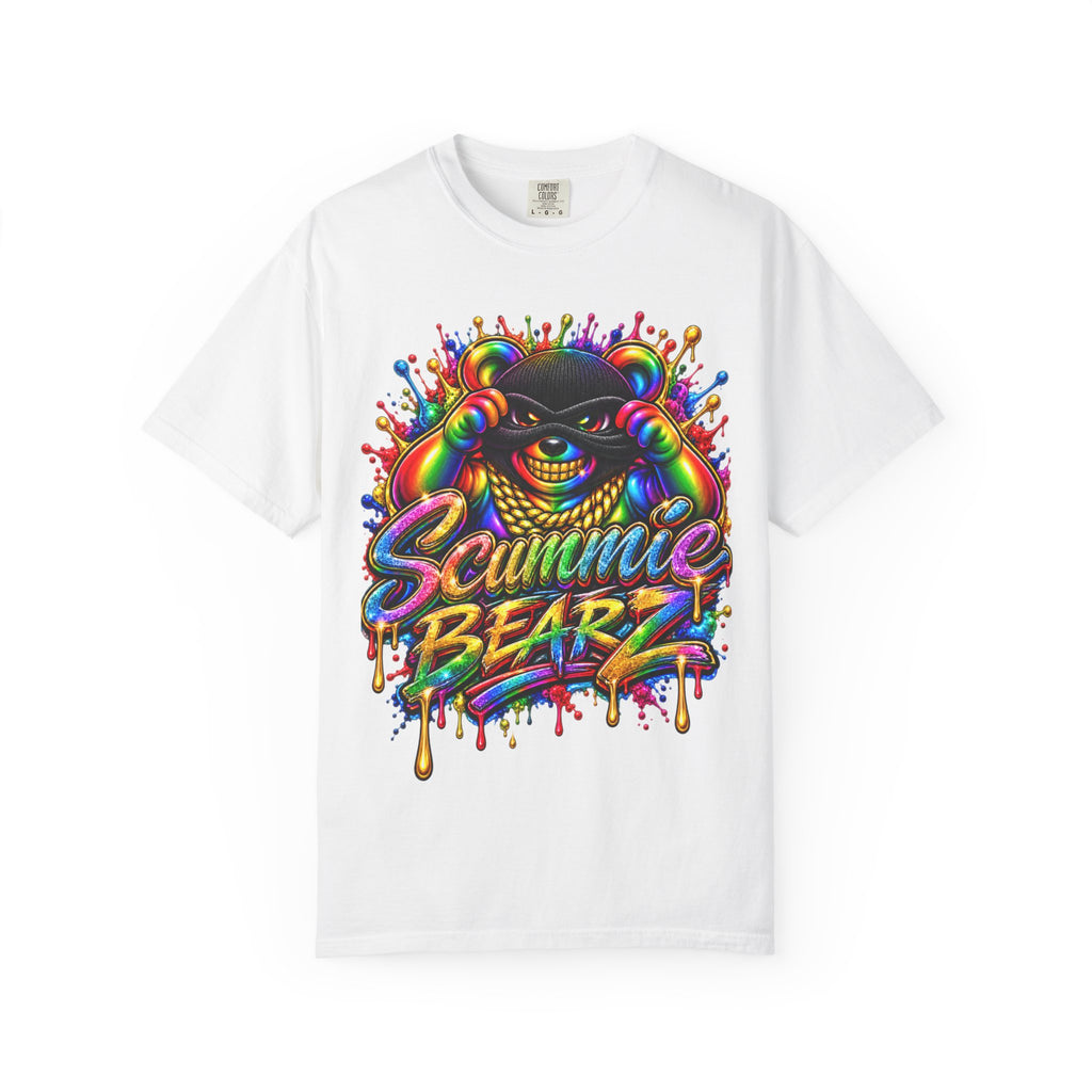 Unisex Garment-Dyed T-shirt-RAINBOW MASK LOGO GLOCK SB CROWN LOGO-SCUMMIEBEARZ™
