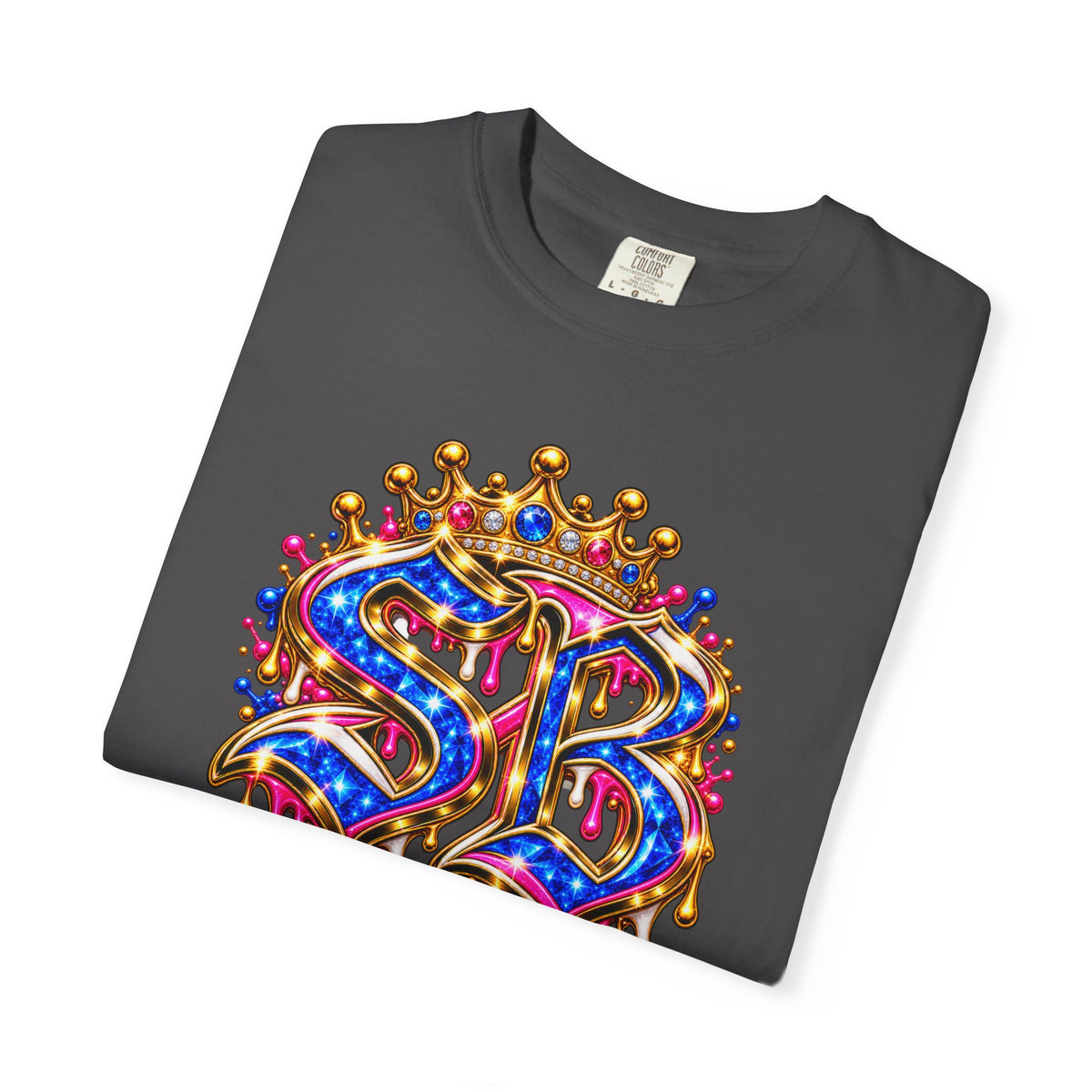 Unisex Garment-Dyed T-shirt-BLUE&PINK CROWN SB LOGO ARMED WITH FAITH-SCUMMIEBEARZ™