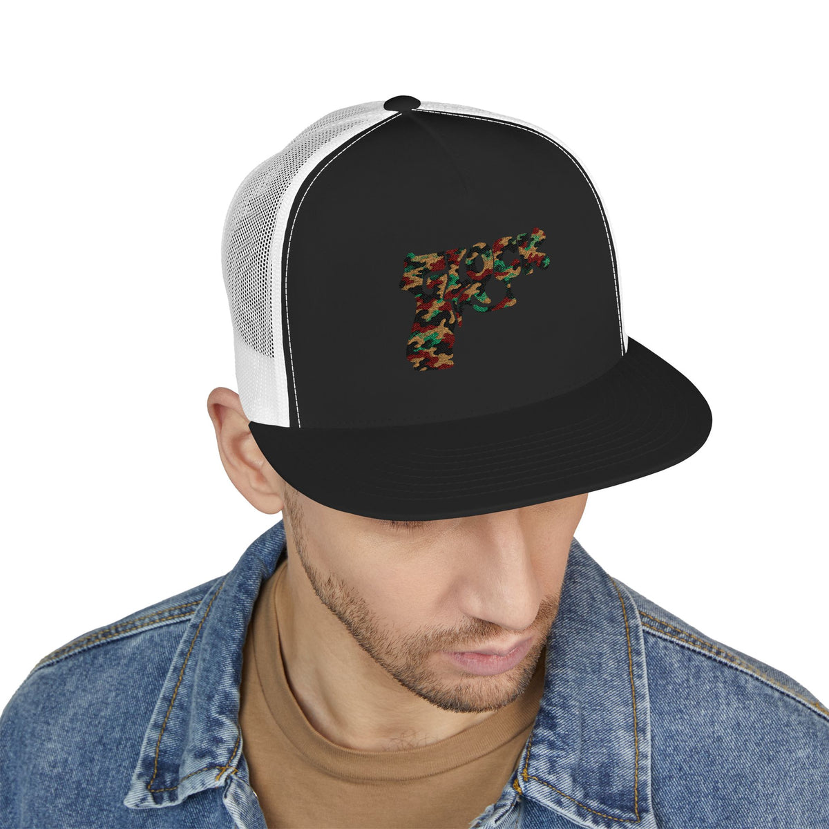 5 Panel Trucker Cap-CAMOUFLAGE GLOCK LOGO-SCUMMIEBEARZ™️