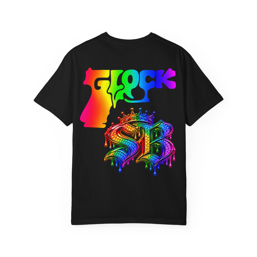 Unisex Garment-Dyed T-shirt-RAINBOW MASK LOGO GLOCK SB CROWN LOGO-SCUMMIEBEARZ™