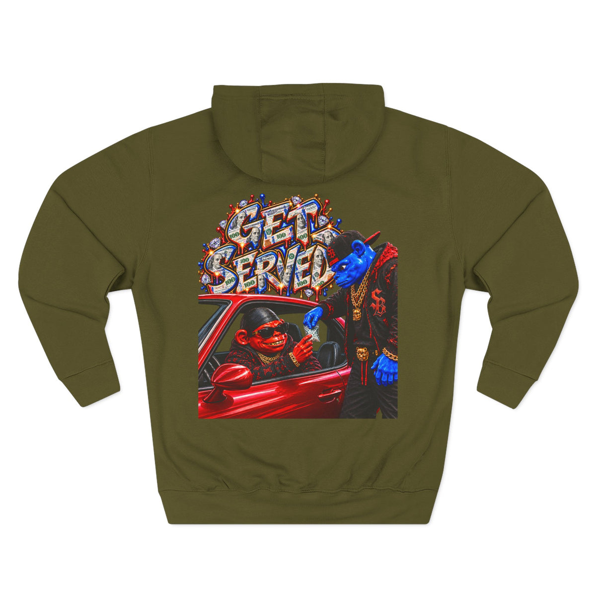 Three-Panel Fleece Hoodie-GET SERVED-SCUMMIEBEARZ™️