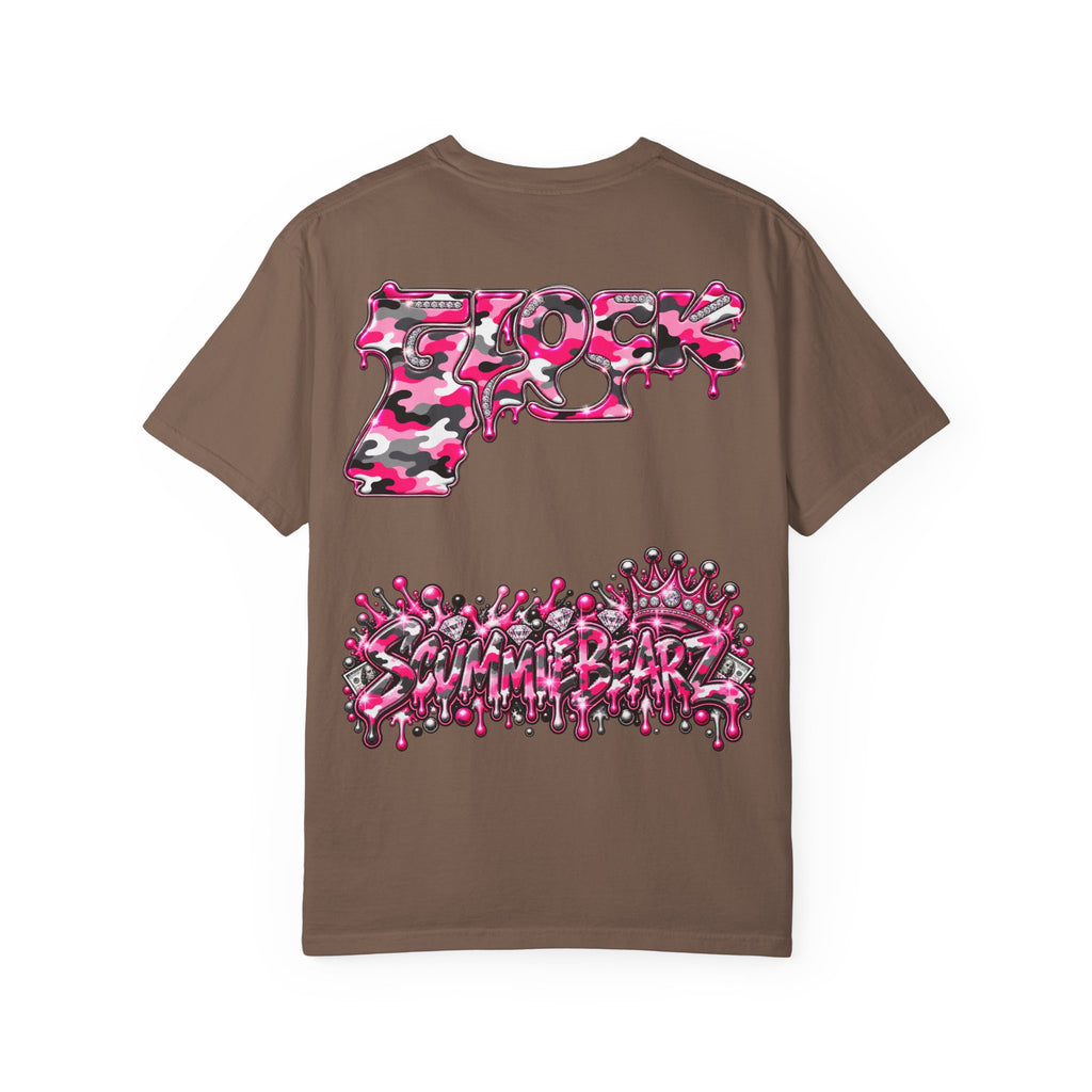 Unisex Garment-Dyed T-shirt-PINK CROWN MASK LOGO GLOCK -SCUMMIEBEARZ™