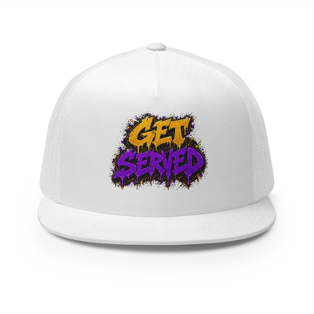 5 Panel Trucker Cap-GOLD/PURPLE GET SERVED-SCUMMIEBEARZ™