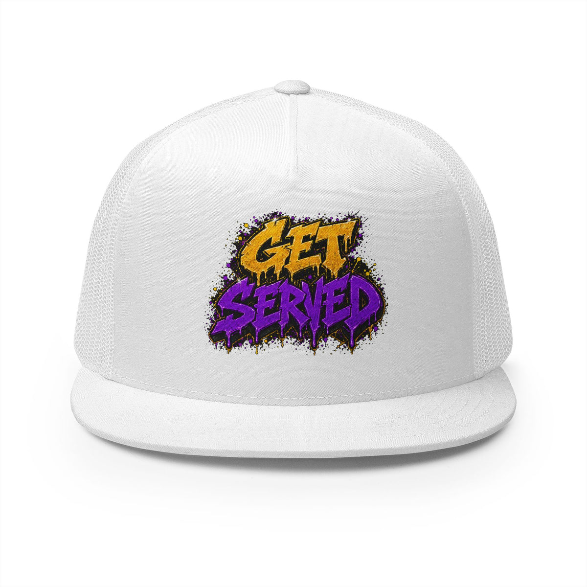 5 Panel Trucker Cap-GOLD/PURPLE GET SERVED-SCUMMIEBEARZ™