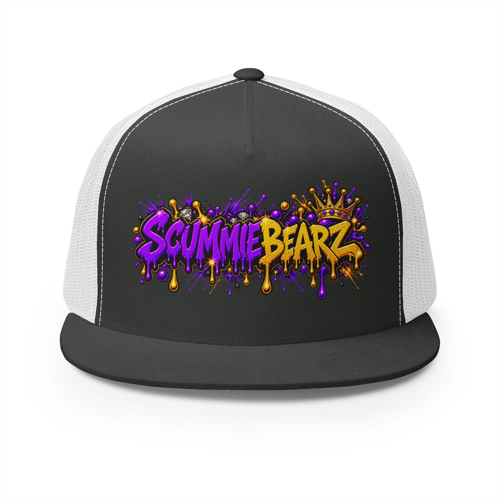 5 Panel Trucker Cap-PURPLE/GOLD SCUMMIEBEARZ LOGO-SCUMMIEBEARZ™