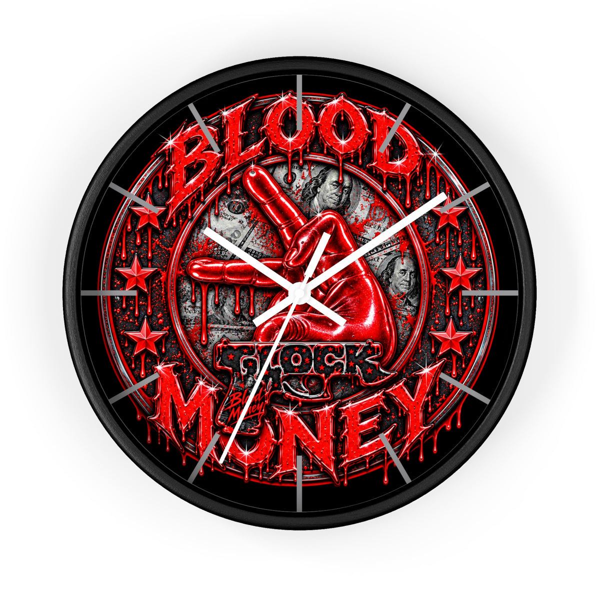 wall clock -Red blood Money-SCUMMIEBEARZ™️