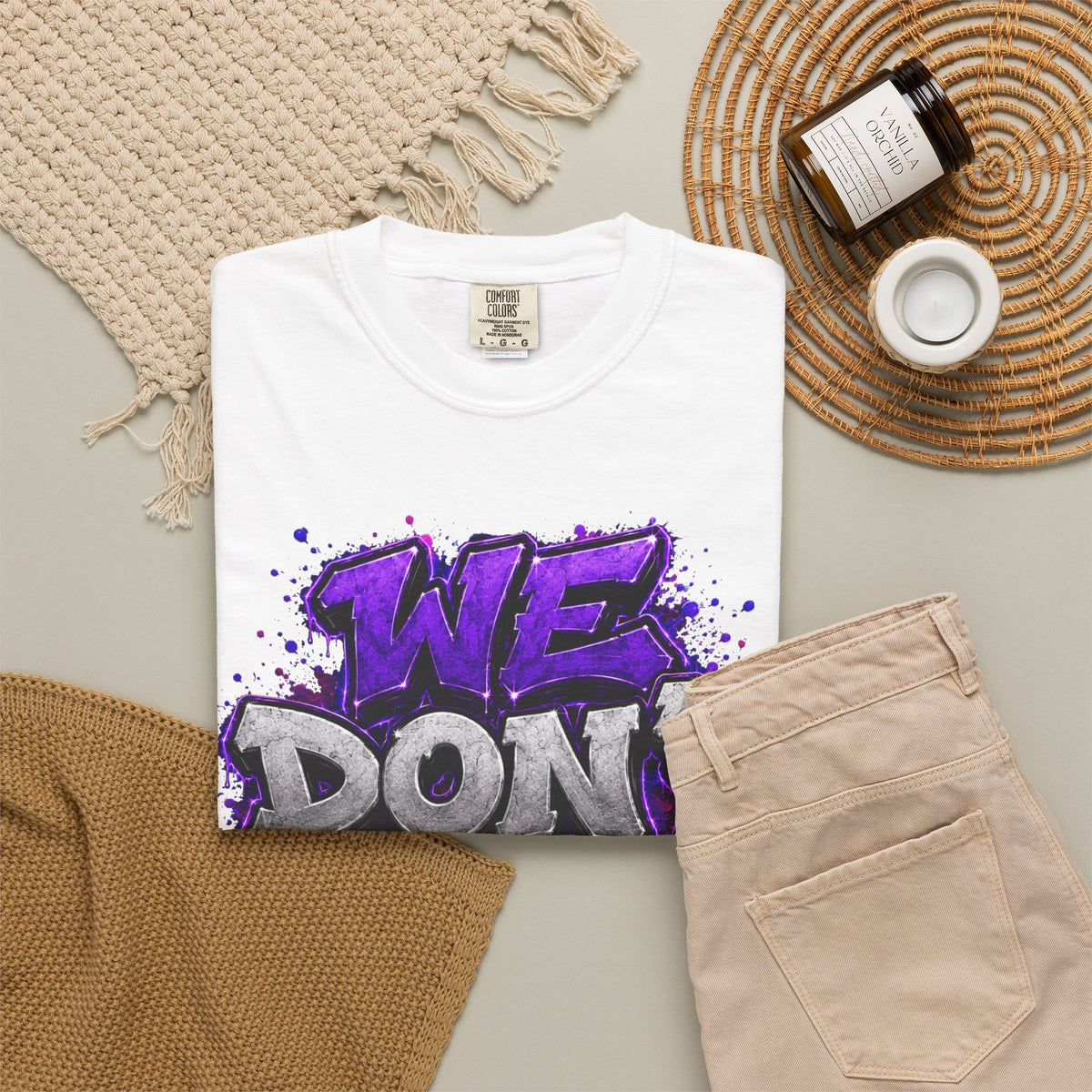 Unisex Garment-Dyed T-shirt-PURPLE&SILVER WE DONT LUV DEM HOES&WORKING LATE-SCUMMIEBEARZ™