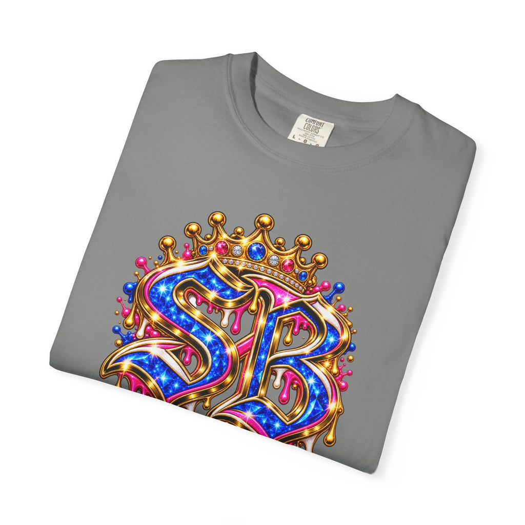 Unisex Garment-Dyed T-shirt-BLUE&PINK CROWN SB LOGO ARMED WITH FAITH-SCUMMIEBEARZ™