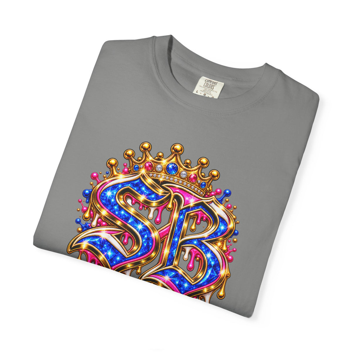 Unisex Garment-Dyed T-shirt-BLUE&PINK CROWN SB LOGO ARMED WITH FAITH-SCUMMIEBEARZ™