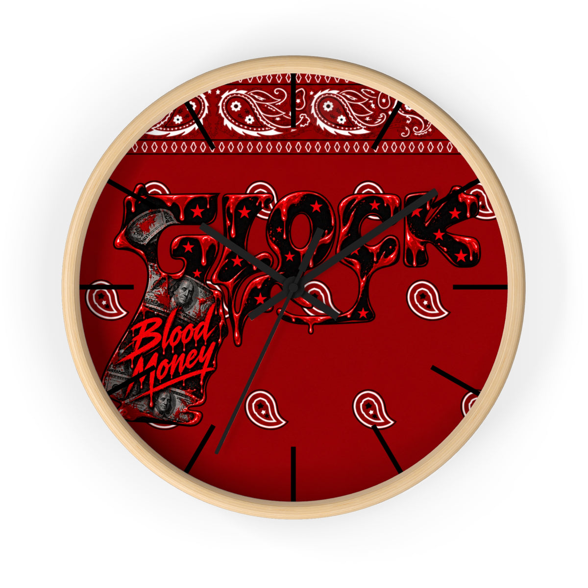 Wall Clock-BLOOD MONEY GLOCK-SCUMMIEBEARZ™️