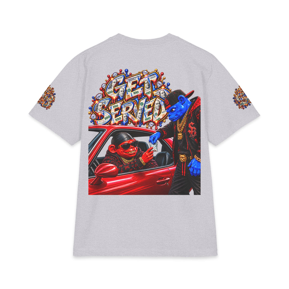 Get Served Red/Blue Remix | SCUMMIEBEARZ™ Shaka Wear Heavyweight Tee