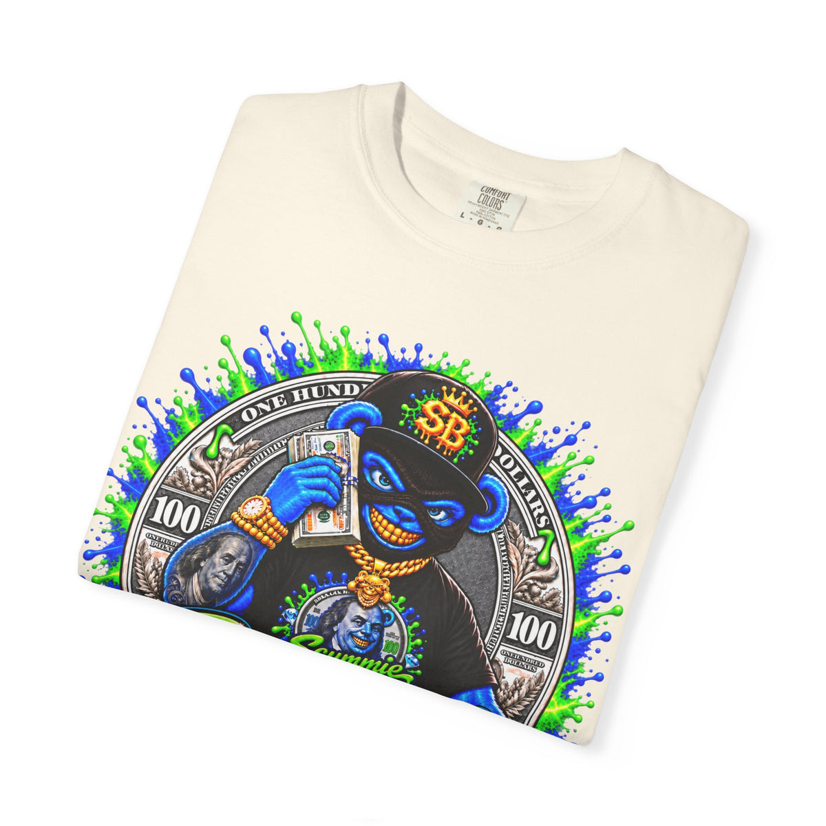 Unisex Garment-Dyed T-shirt-THAT MONEY💵KEEP CALLING📞ME MASK LOGO-SCUMMIEBEARZ™️