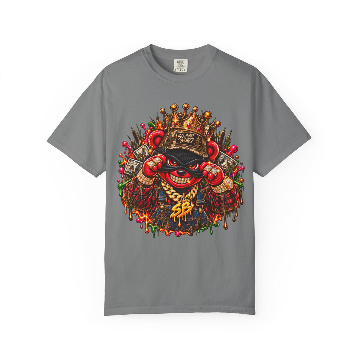 Unisex Garment-Dyed T-shirt-HILLBILLY cROWN MASK/GLOCK LOGO-SCUMMIEBEARZ™️