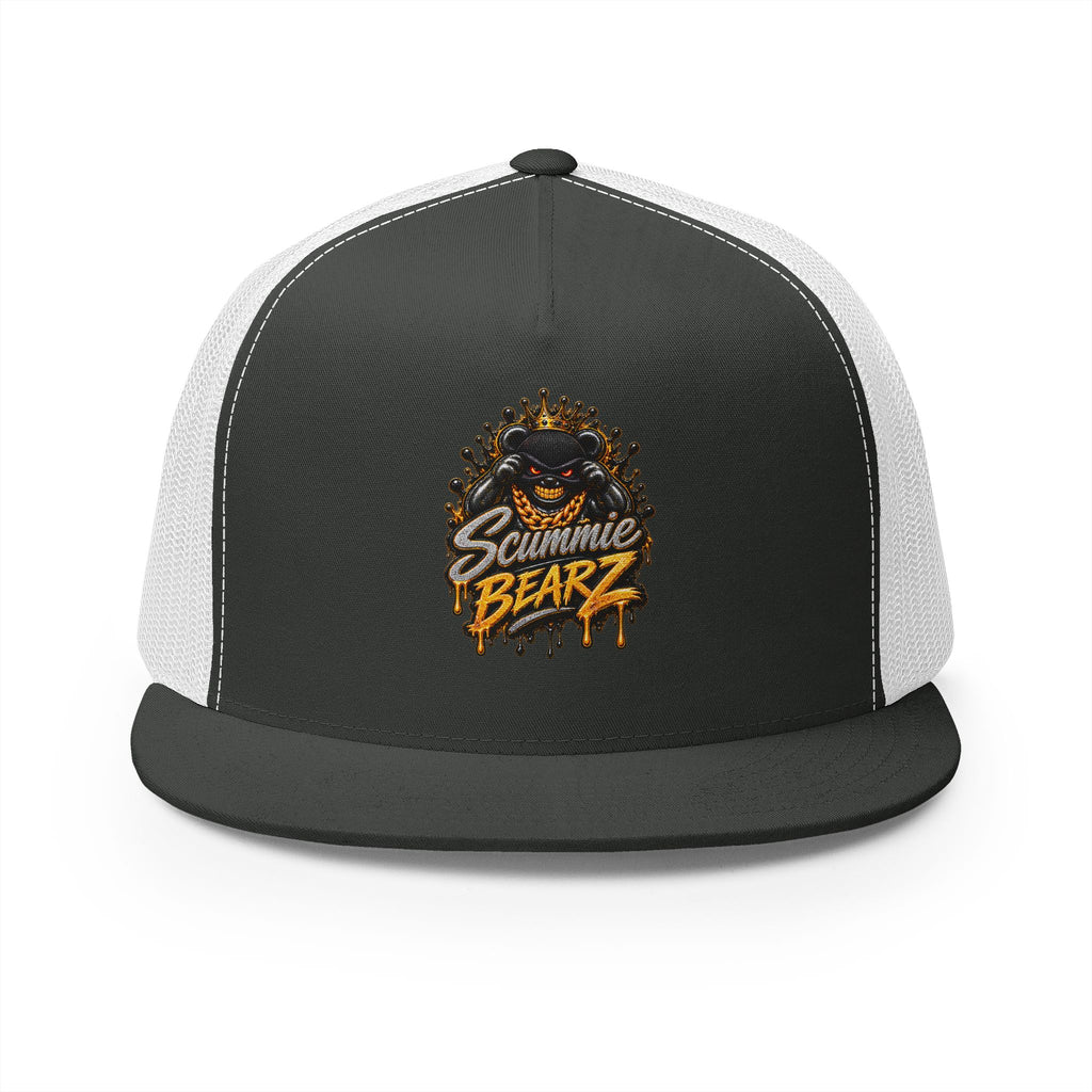 5 Panel Trucker Cap-SILVER/GOLD MASK LOGO-SCUMMIEBEARZ™