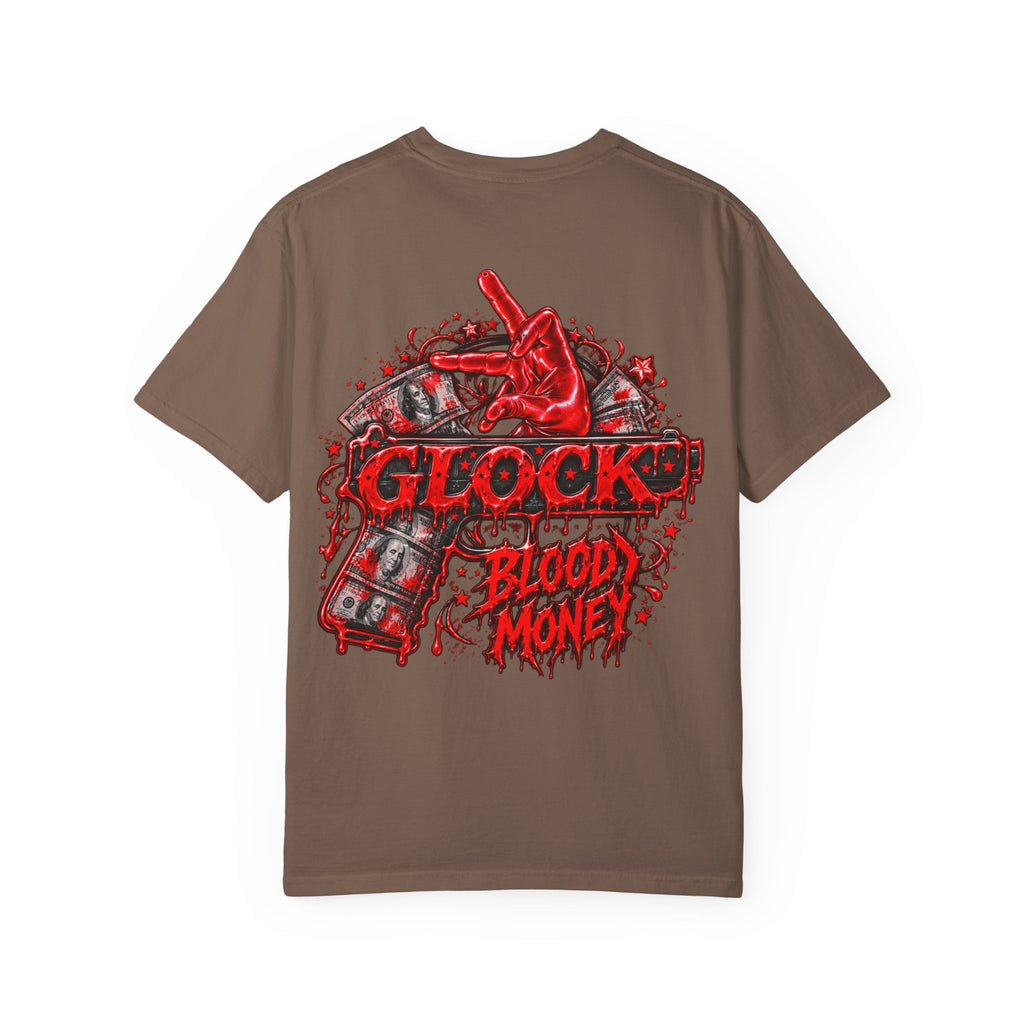 Unisex Garment-Dyed T-SHIRT-BLOOD MONEY GLOCK/MASK LOGO-SCUMMIEBEARZ™