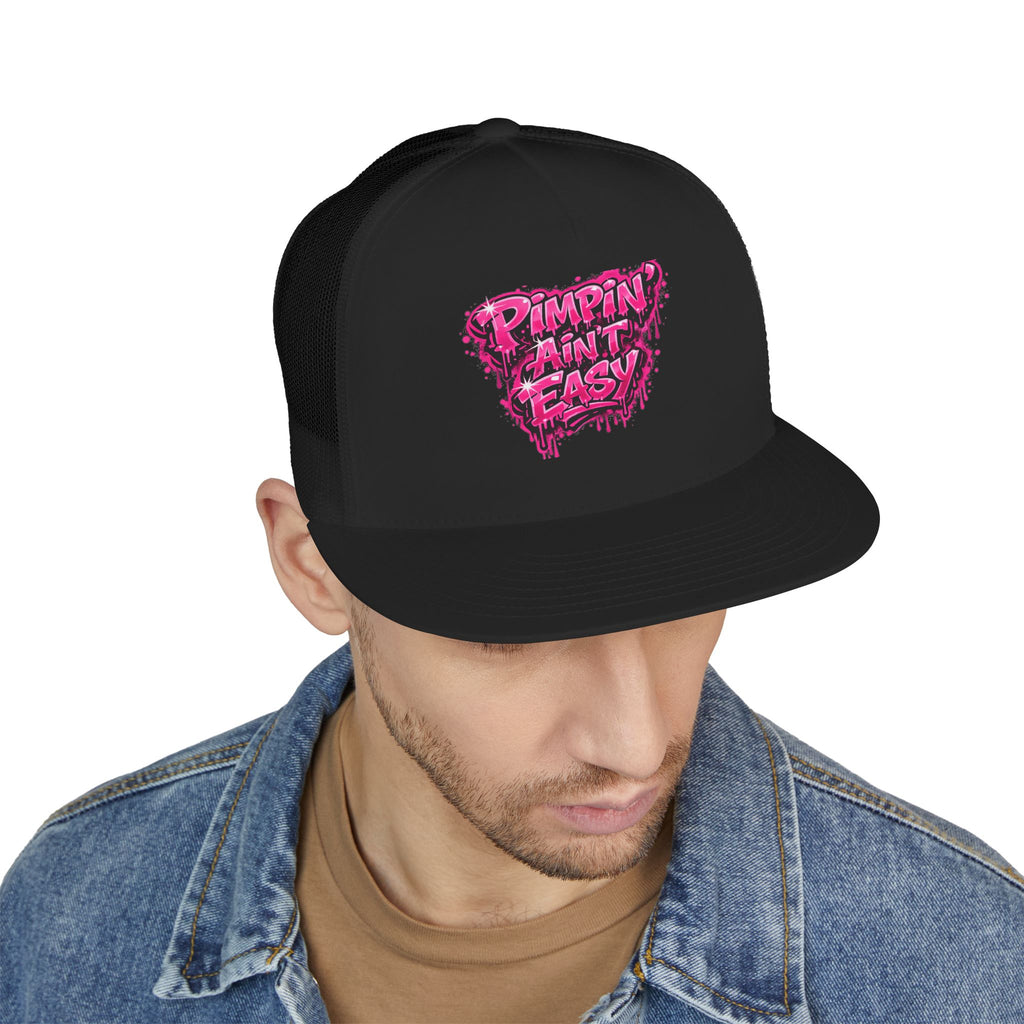 5 Panel Trucker Cap-PINK PIMPIN AINT EASY -SCUMMIEBEARZ™