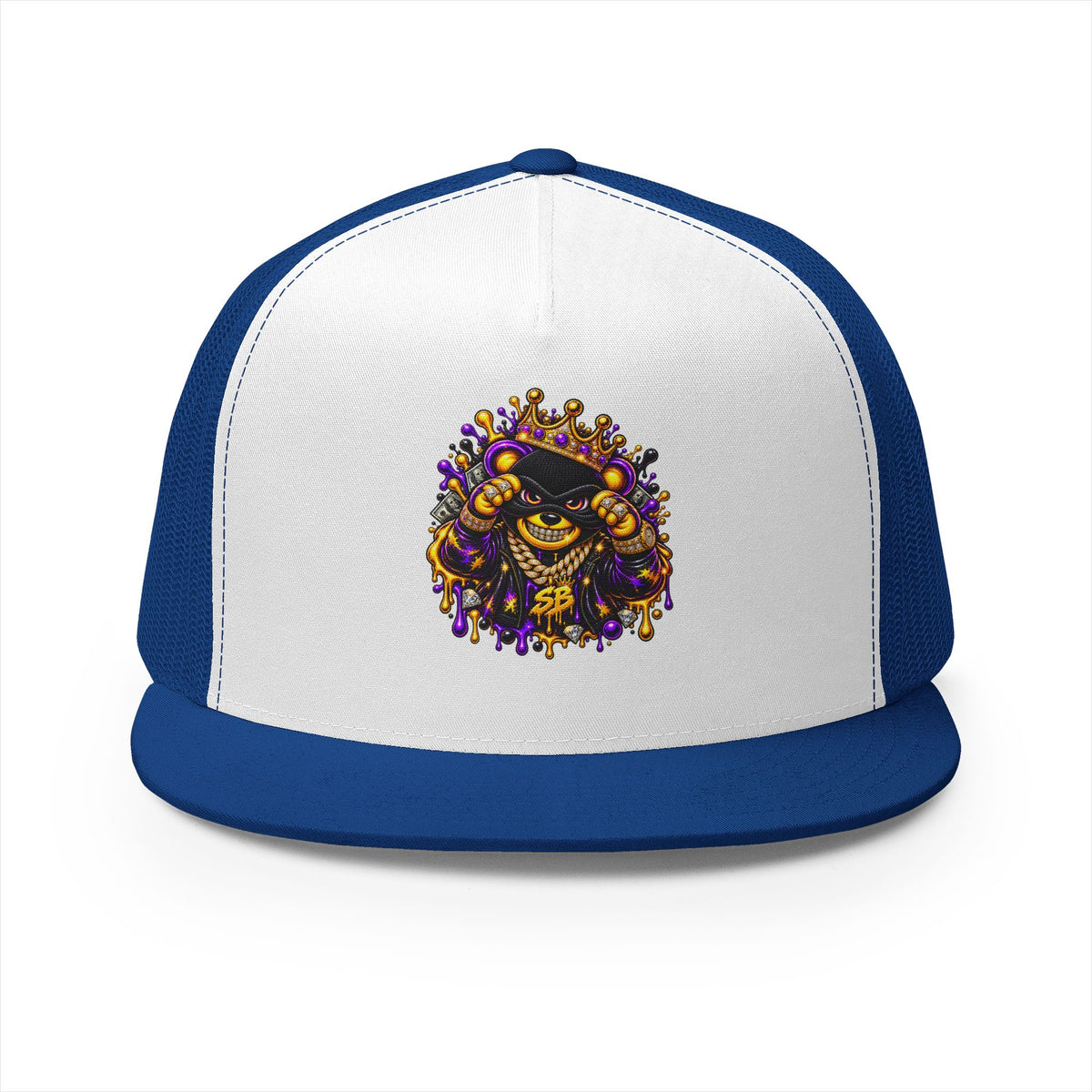 5 Panel Trucker Cap-PURPLE/GOLD SB MASK LOGO-SCUMMIEBEARZ™